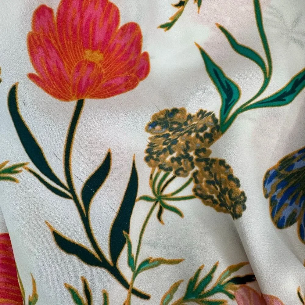 Kate Spade Blossom Floral Tie Neck Blouse S